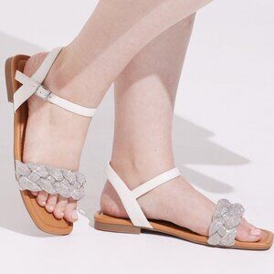 Torrid White Embellished Braided Gladiator Sandal (11WW)